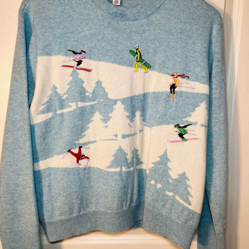 Cashmere Ski Sweater Winter Sports/Skiing/Snowscape Size M. - Picture 3 of 13